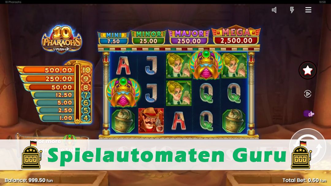 Screenshot der Demo-Version des Spiels 10 Pharaohs Demo des Spielautomaten 10 Pharaohs