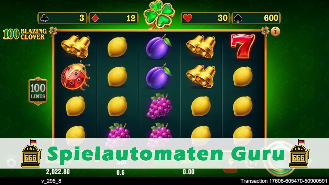 Screenshot der Demo-Version des Spiels 100 Blazing Clover Demo des Spielautomaten 100 Blazing Clover