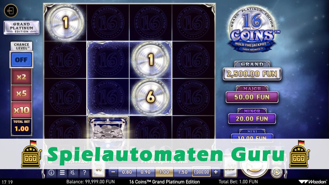 Screenshot der Demo-Version des Spiels 16 Coins Grand Platinum Edition Demo des Spielautomaten 16 Coins Grand Platinum Edition