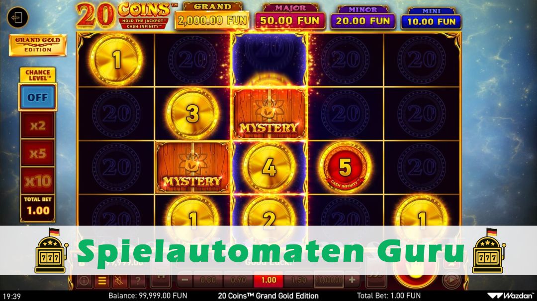Screenshot der Demo-Version des Spiels 20 Coins Grand Gold Edition Demo des Spielautomaten 20 Coins Grand Gold Edition