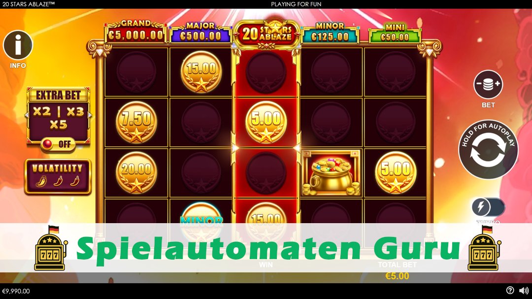 Screenshot der Demo-Version des Spiels 20 Stars Ablaze Demo des Spielautomaten 20 Stars Ablaze