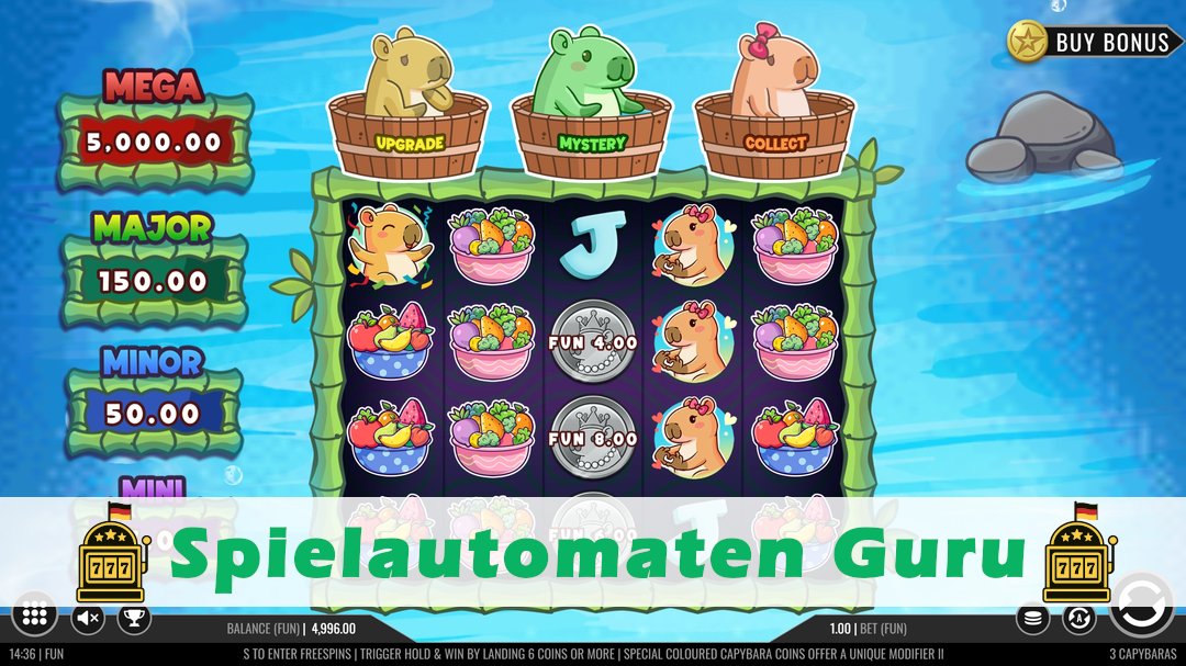 Screenshot der Demo-Version des Spiels 3 Capybaras Demo des Spielautomaten 3 Capybaras
