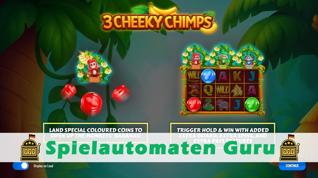 Screenshot der Demo-Version des Spiels 3 Cheeky Chimps Demo des Spielautomaten 3 Cheeky Chimps