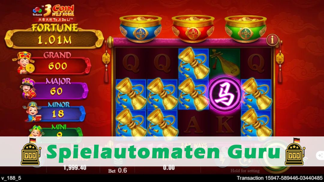 Screenshot der Demo-Version des Spiels 3 Coin Wild Horse Demo des Spielautomaten 3 Coin Wild Horse