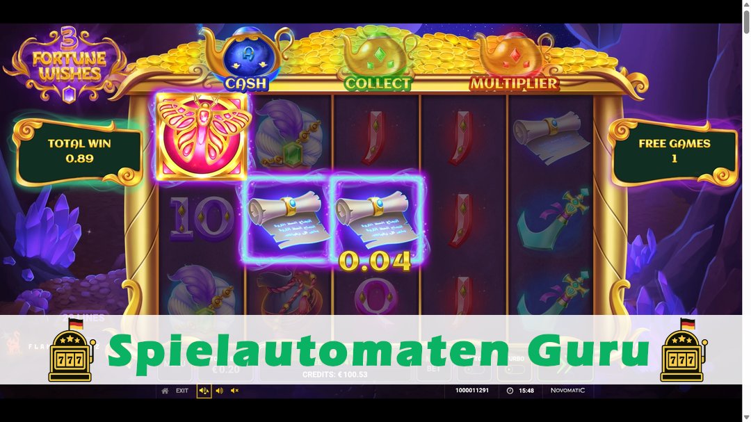 Screenshot der Demo-Version des Spiels 3 Fortune Wishes Demo des Spielautomaten 3 Fortune Wishes