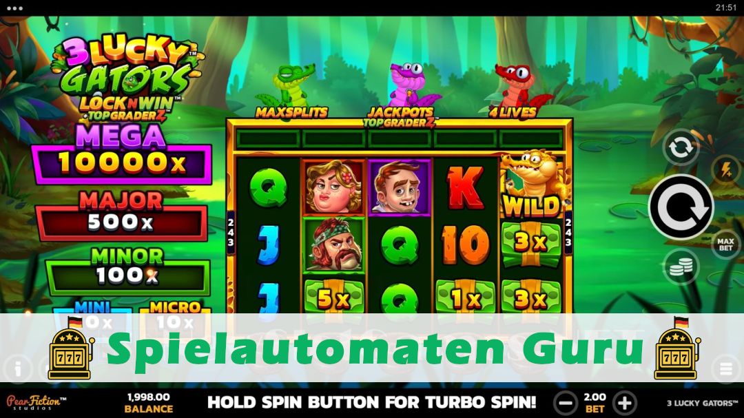 Screenshot der Demo-Version des Spiels 3 Lucky Gators Demo des Spielautomaten 3 Lucky Gators