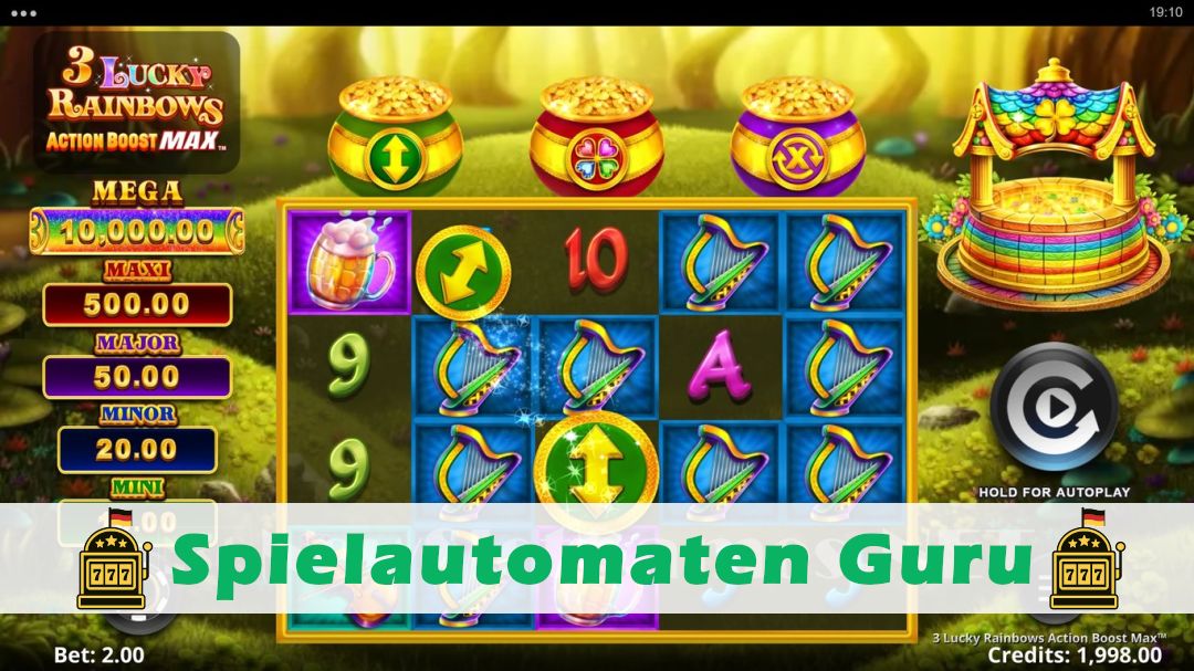 Screenshot der Demo-Version des Spiels 3 Lucky Rainbows Action Boost Max Demo des Spielautomaten 3 Lucky Rainbows Action Boost Max