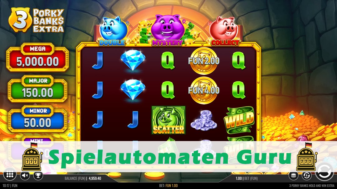 Screenshot der Demo-Version des Spiels 3 Porky Banks Extra Demo des Spielautomaten 3 Porky Banks Extra