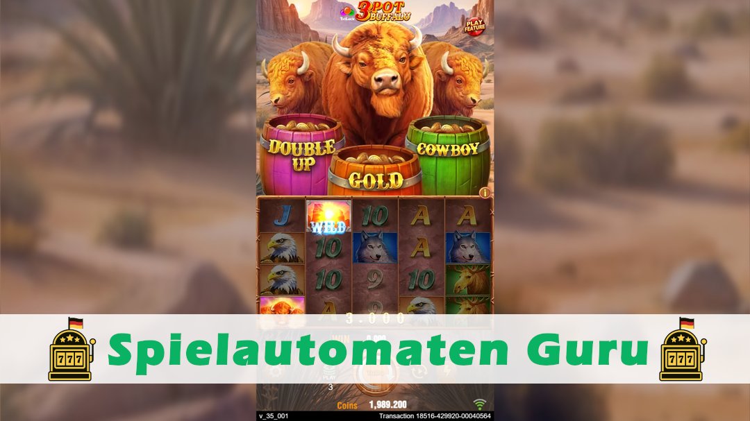 Screenshot der Demo-Version des Spiels 3 Pot Buffalo Demo des Spielautomaten 3 Pot Buffalo