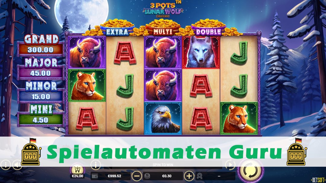 Screenshot der Demo-Version des Spiels 3 Pots of Lunar Wolf Demo des Spielautomaten 3 Pots of Lunar Wolf