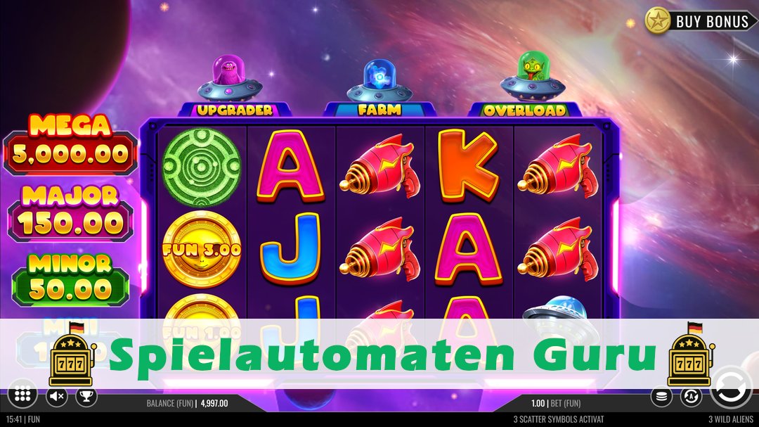 Screenshot der Demo-Version des Spiels 3 Wild Aliens Demo des Spielautomaten 3 Wild Aliens