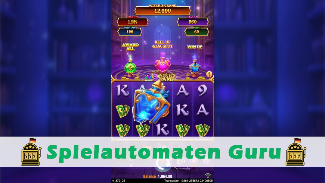 Screenshot der Demo-Version des Spiels 3 Witchs Lamp Demo des Spielautomaten 3 Witchs Lamp