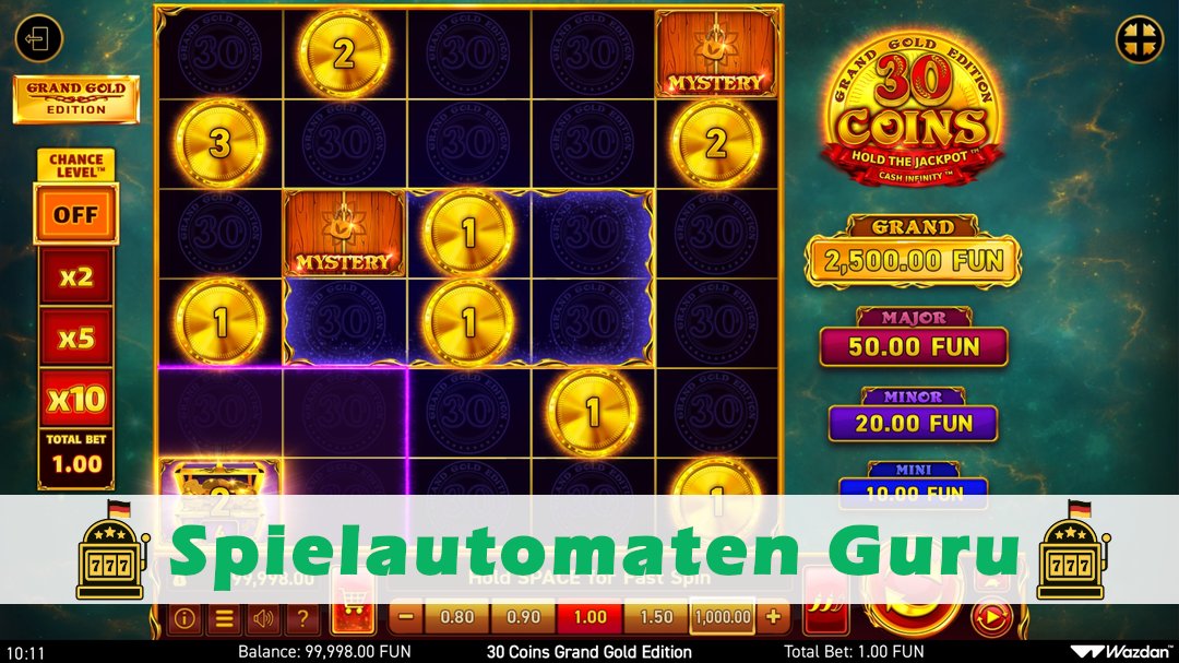 Screenshot der Demo-Version des Spiels 30 Coins Grand Gold Edition Demo des Spielautomaten 30 Coins Grand Gold Edition