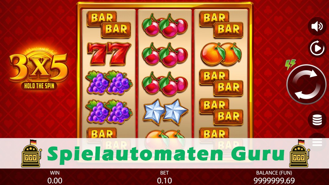 Screenshot der Demo-Version des Spiels 3x5 Hold the Spin Demo des Spielautomaten 3x5 Hold the Spin