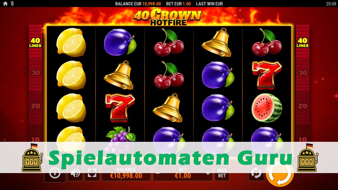 Screenshot der Demo-Version des Spiels 40 Crown Hotfire Demo des Spielautomaten 40 Crown Hotfire