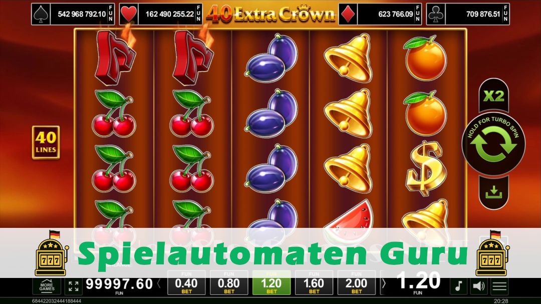 Screenshot der Demo-Version des Spiels 40 Extra Crown Demo des Spielautomaten 40 Extra Crown