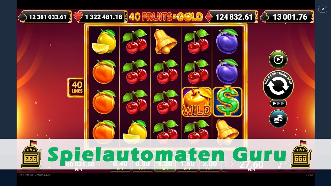 Screenshot der Demo-Version des Spiels 40 Fruits & Gold Demo des Spielautomaten 40 Fruits & Gold