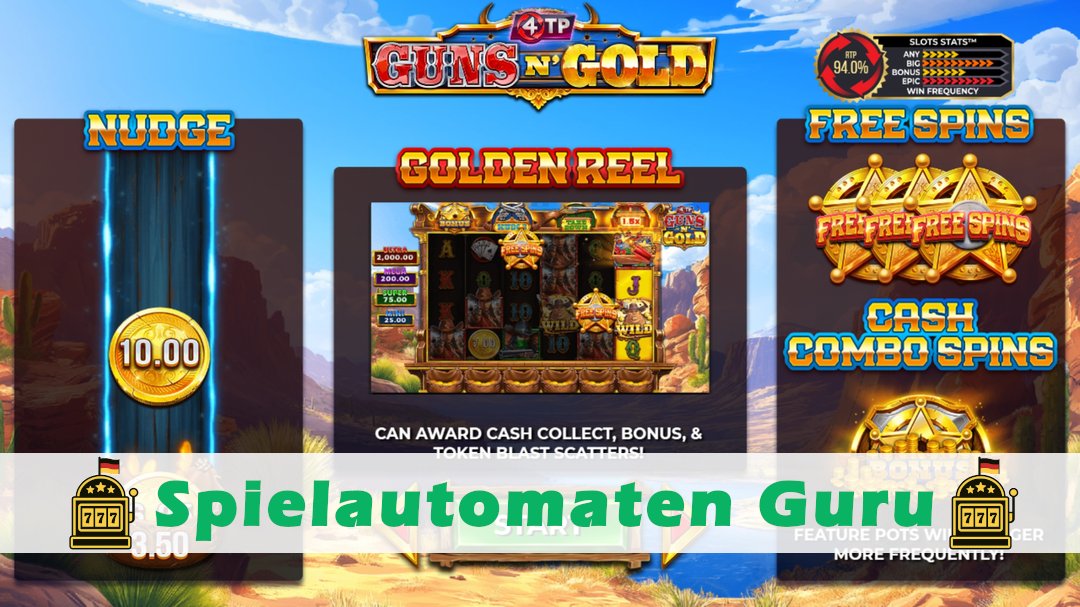 Screenshot der Demo-Version des Spiels 4TP Guns N Gold Demo des Spielautomaten 4TP Guns N Gold