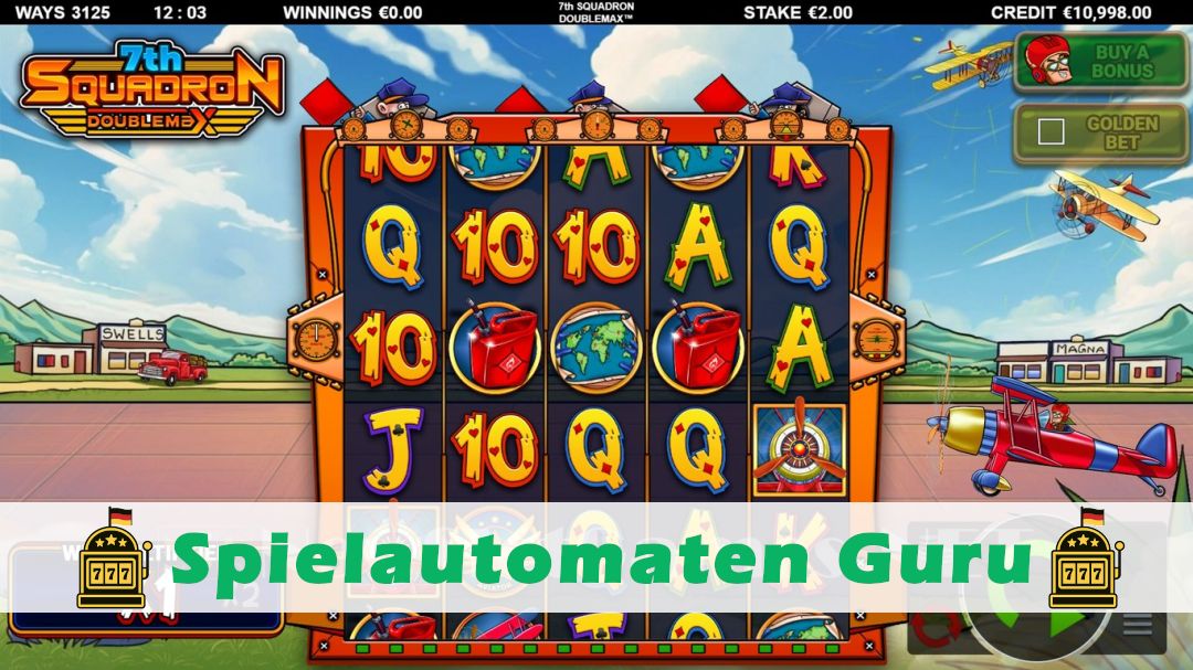 Screenshot der Demo-Version des Spiels 7th Squadron DoubleMax Demo des Spielautomaten 7th Squadron DoubleMax