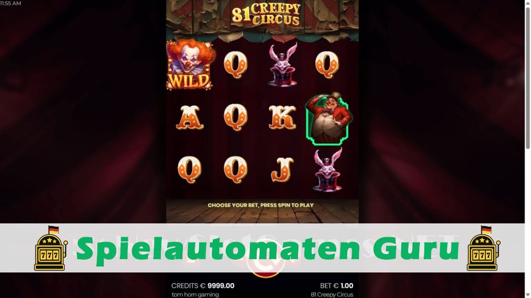 Screenshot der Demo-Version des Spiels 81 Creepy Circus Demo des Spielautomaten 81 Creepy Circus