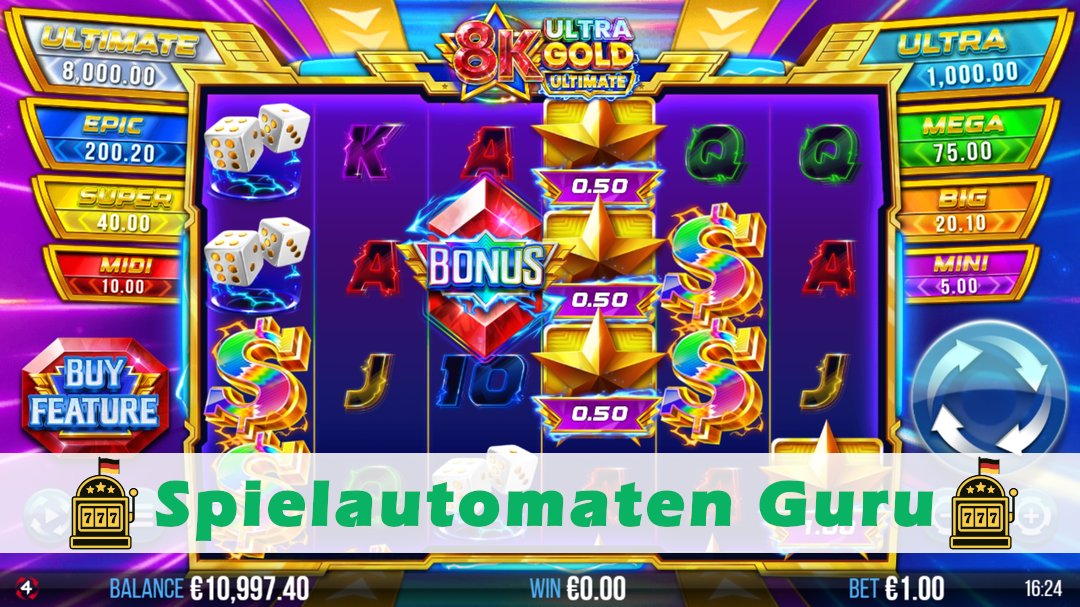 Screenshot der Demo-Version des Spiels 8K Ultra Gold Ultimate Demo des Spielautomaten 8K Ultra Gold Ultimate