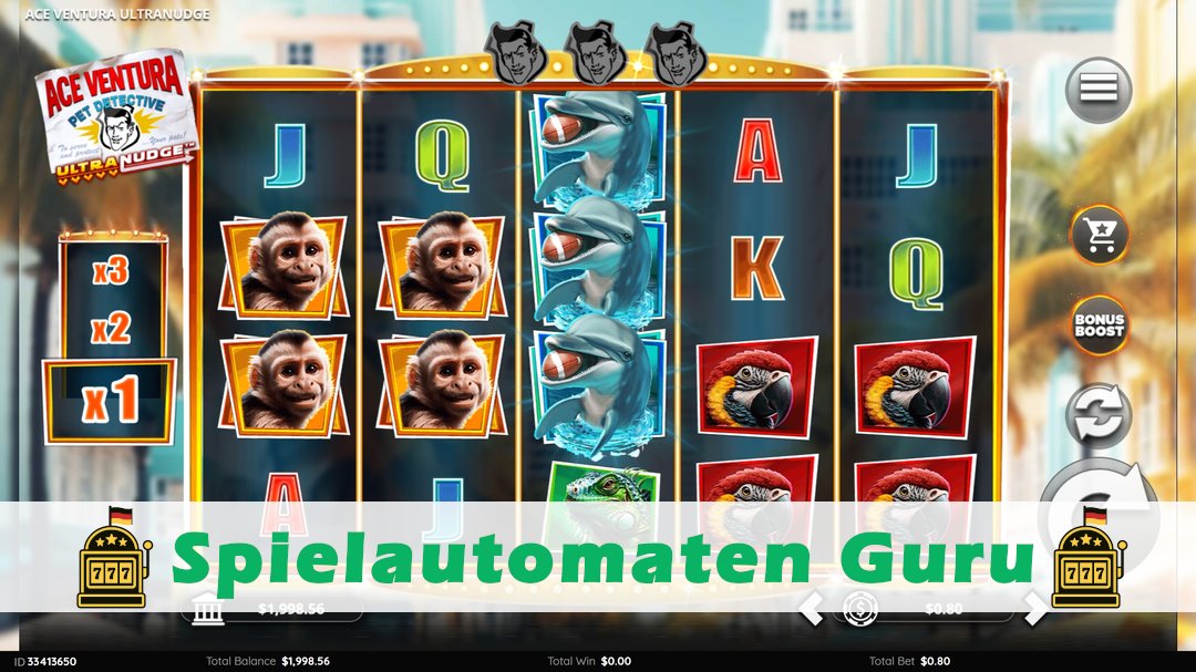 Screenshot der Demo-Version des Spiels Ace Ventura Pet Detective Demo des Spielautomaten Ace Ventura Pet Detective