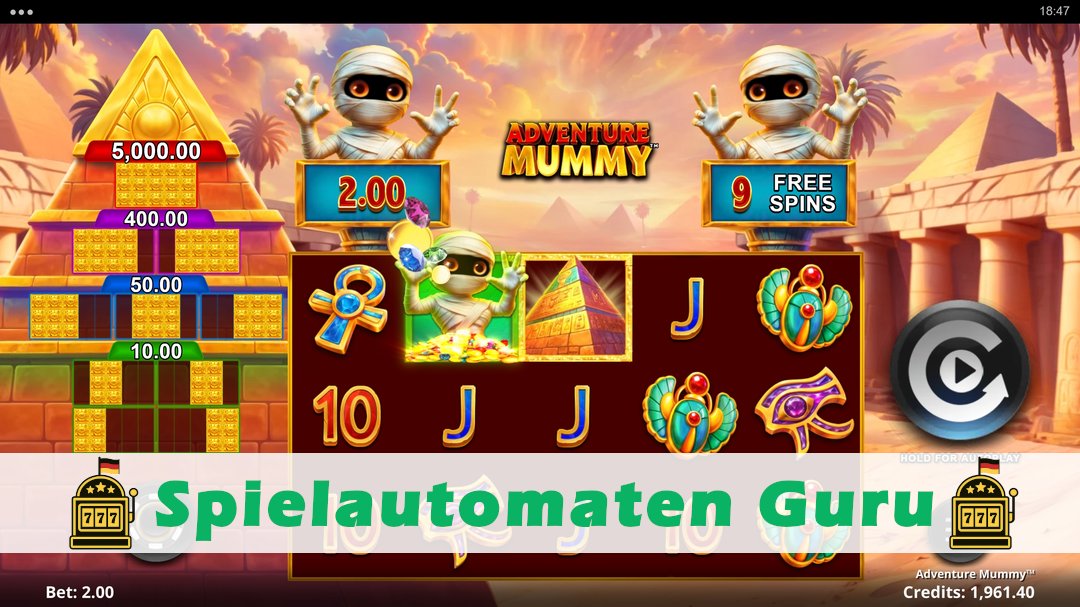 Screenshot der Demo-Version des Spiels Adventure Mummy Demo des Spielautomaten Adventure Mummy