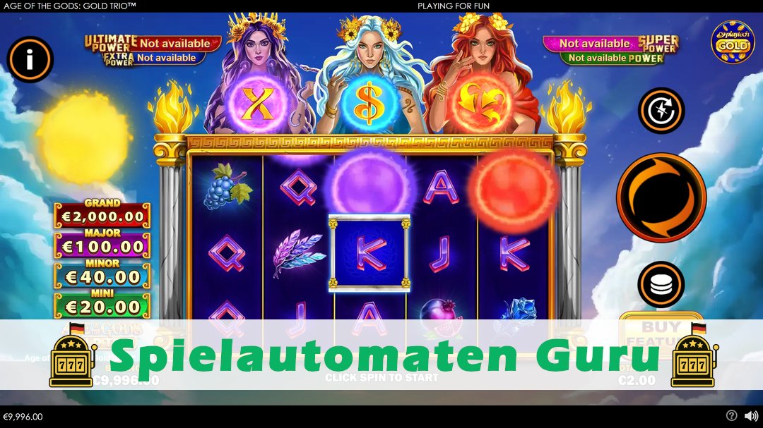 Screenshot der Demo-Version des Spiels Age of the Gods Gold Trio Demo des Spielautomaten Age of the Gods Gold Trio
