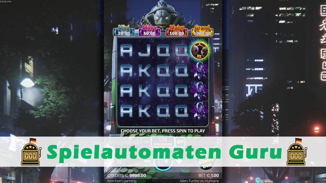 Screenshot der Demo-Version des Spiels Alien Turtles vs Humans Demo des Spielautomaten Alien Turtles vs Humans
