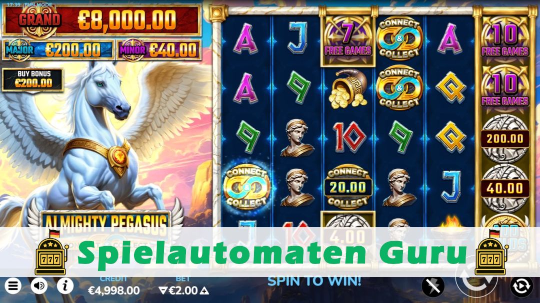 Screenshot der Demo-Version des Spiels Almighty Pegasus Demo des Spielautomaten Almighty Pegasus