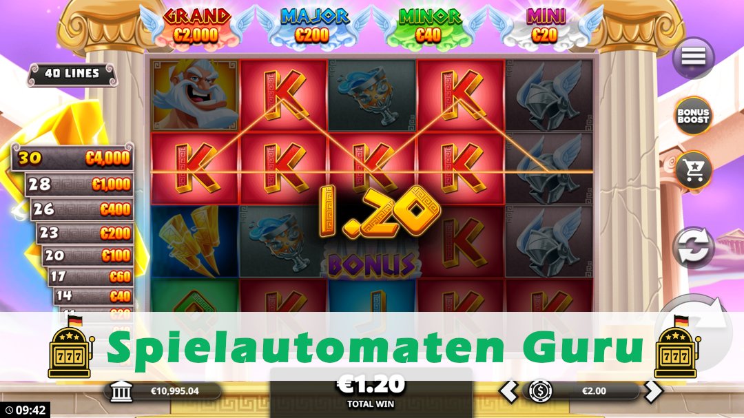 Screenshot der Demo-Version des Spiels Almighty Thunder UltraHitz GigaBlox Demo des Spielautomaten Almighty Thunder UltraHitz GigaBlox