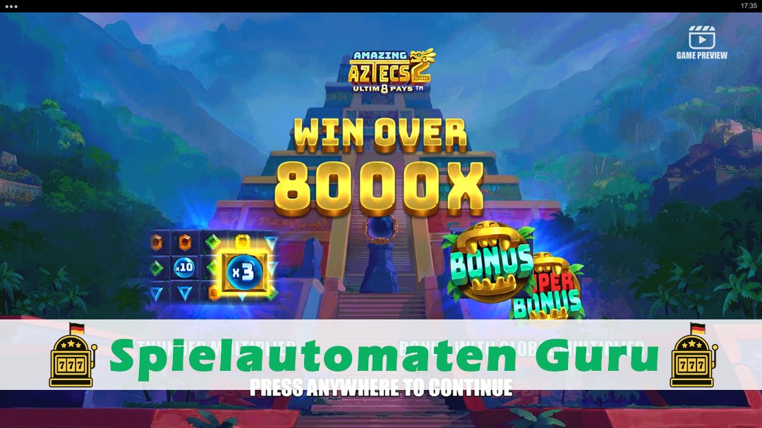 Screenshot der Demo-Version des Spiels Amazing Aztecs 2 Ultim8 Pays Demo des Spielautomaten Amazing Aztecs 2 Ultim8 Pays