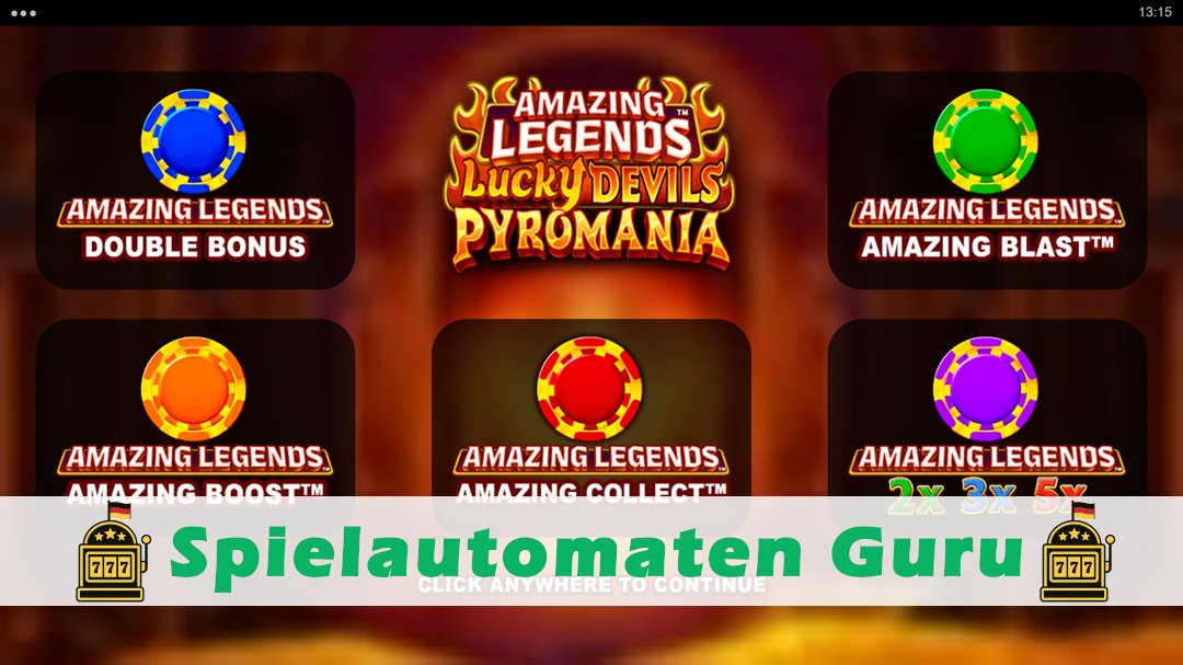 Screenshot der Demo-Version des Spiels Amazing Legends Lucky Devils Pyromania Demo des Spielautomaten Amazing Legends Lucky Devils Pyromania