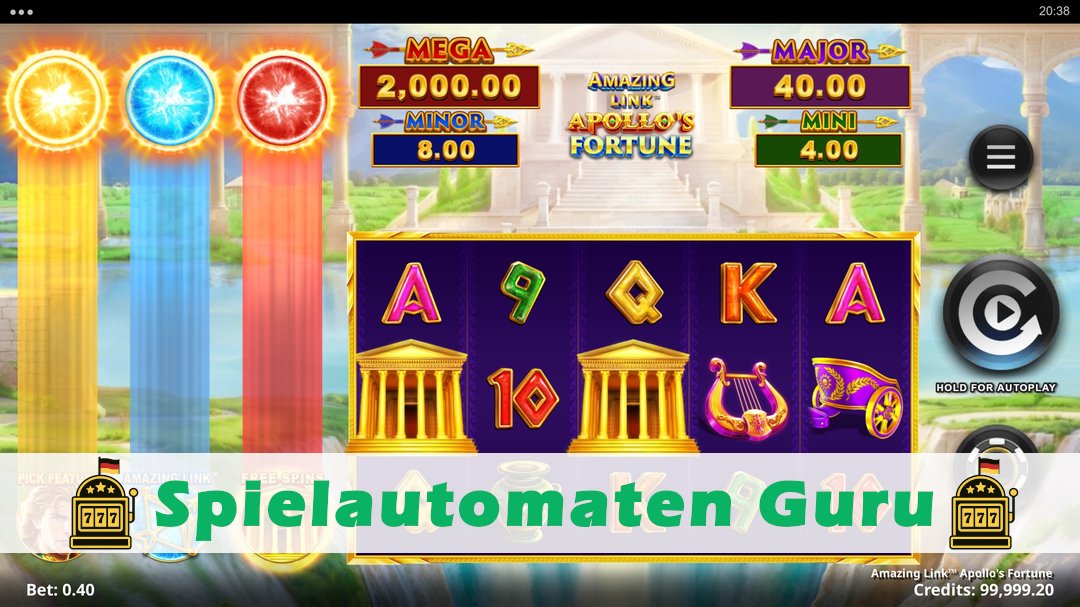 Screenshot der Demo-Version des Spiels Amazing Link Apollos Fortune Demo des Spielautomaten Amazing Link Apollos Fortune