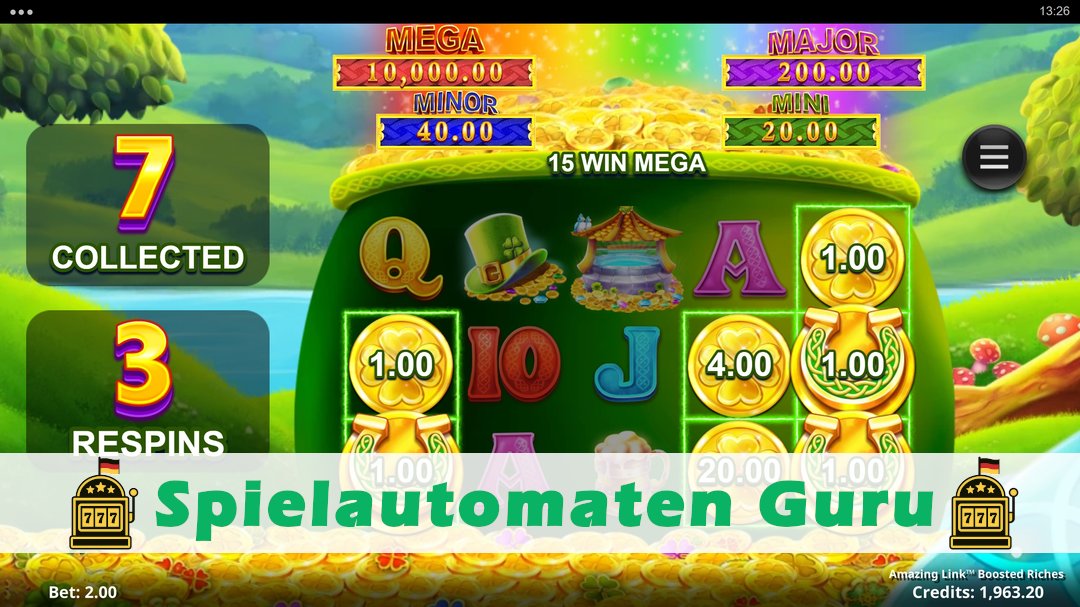 Screenshot der Demo-Version des Spiels Amazing Link Boosted Riches Demo des Spielautomaten Amazing Link Boosted Riches