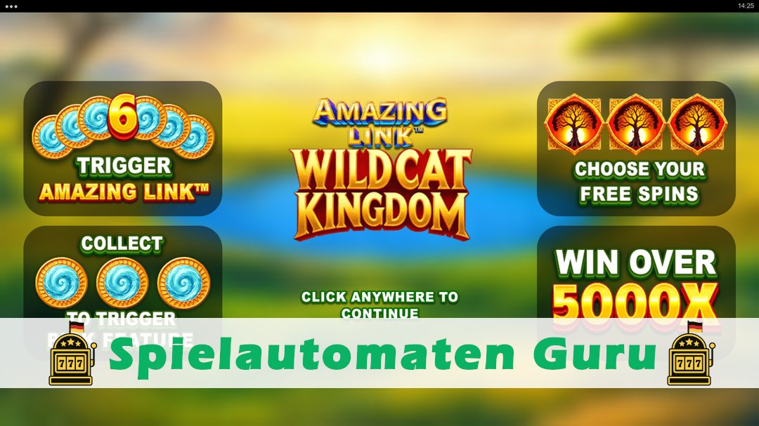 Screenshot der Demo-Version des Spiels Amazing Link WildCat Kingdom Demo des Spielautomaten Amazing Link WildCat Kingdom