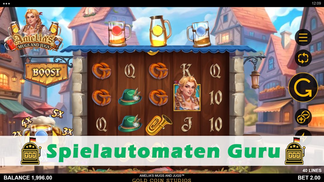 Screenshot der Demo-Version des Spiels Amelias Mugs and Jugs Demo des Spielautomaten Amelias Mugs and Jugs