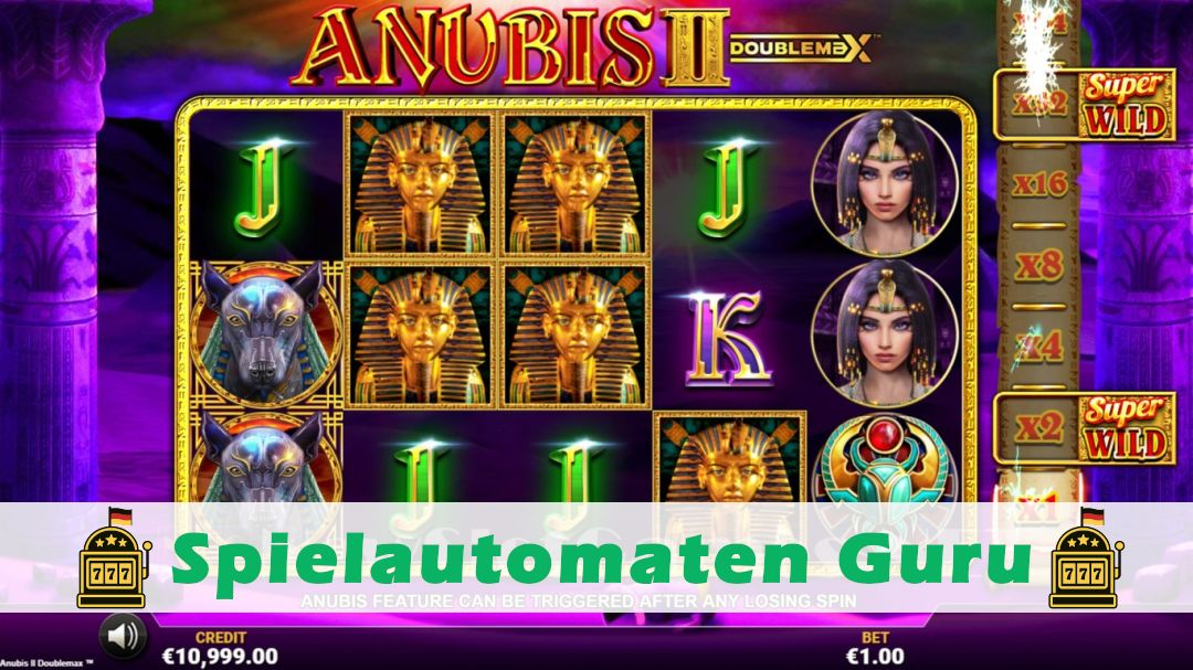 Screenshot der Demo-Version des Spiels Anubis 2 DoubleMax Demo des Spielautomaten Anubis 2 DoubleMax
