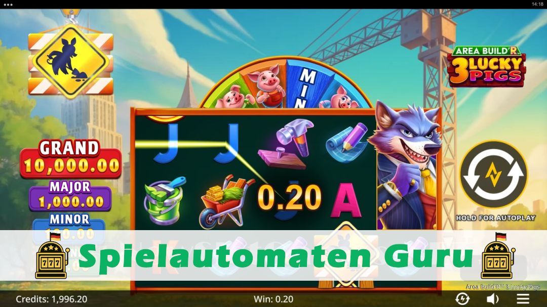 Screenshot der Demo-Version des Spiels Area BuildR 3 Lucky Pigs Demo des Spielautomaten Area BuildR 3 Lucky Pigs