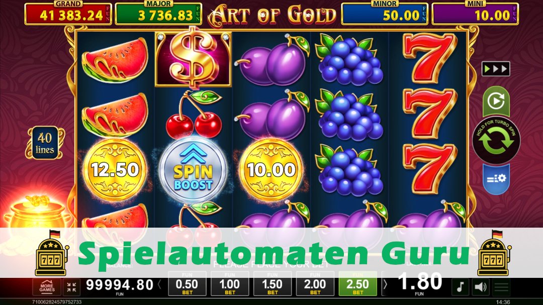 Screenshot der Demo-Version des Spiels Art of Gold Golden Coins Link Demo des Spielautomaten Art of Gold Golden Coins Link