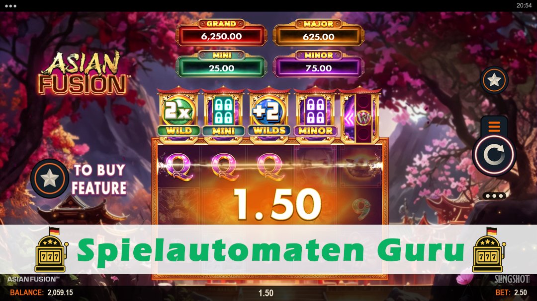 Screenshot der Demo-Version des Spiels Asian Fusion Demo des Spielautomaten Asian Fusion