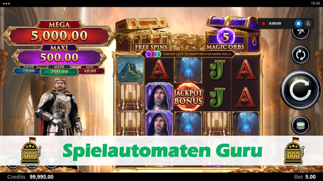 Screenshot der Demo-Version des Spiels Avalon 3 Demo des Spielautomaten Avalon 3