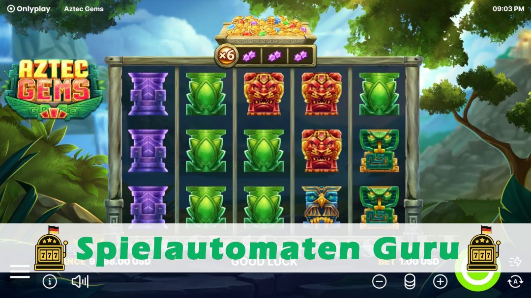 Screenshot der Demo-Version des Spiels Aztec Gems Demo des Spielautomaten Aztec Gems
