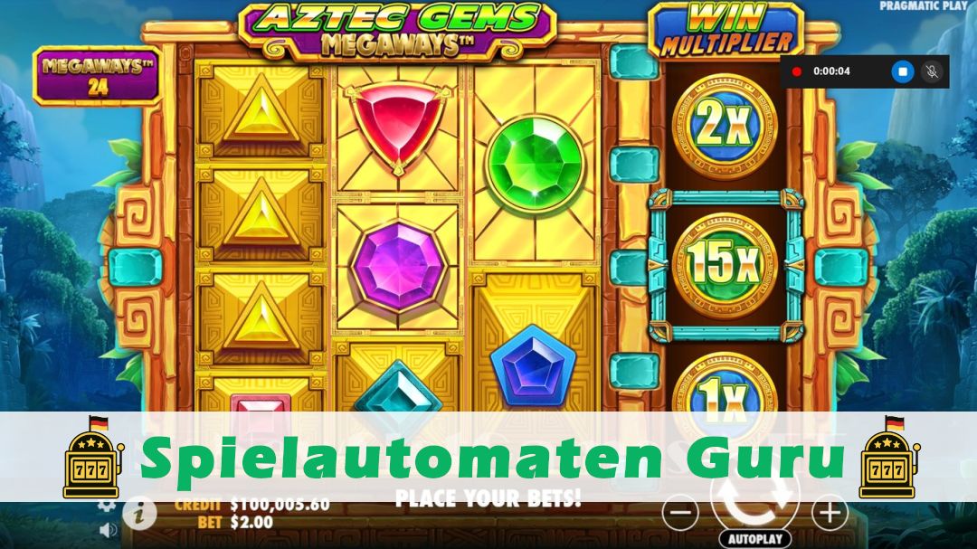 Screenshot der Demo-Version des Spiels Aztec Gems Megaways Demo des Spielautomaten Aztec Gems Megaways