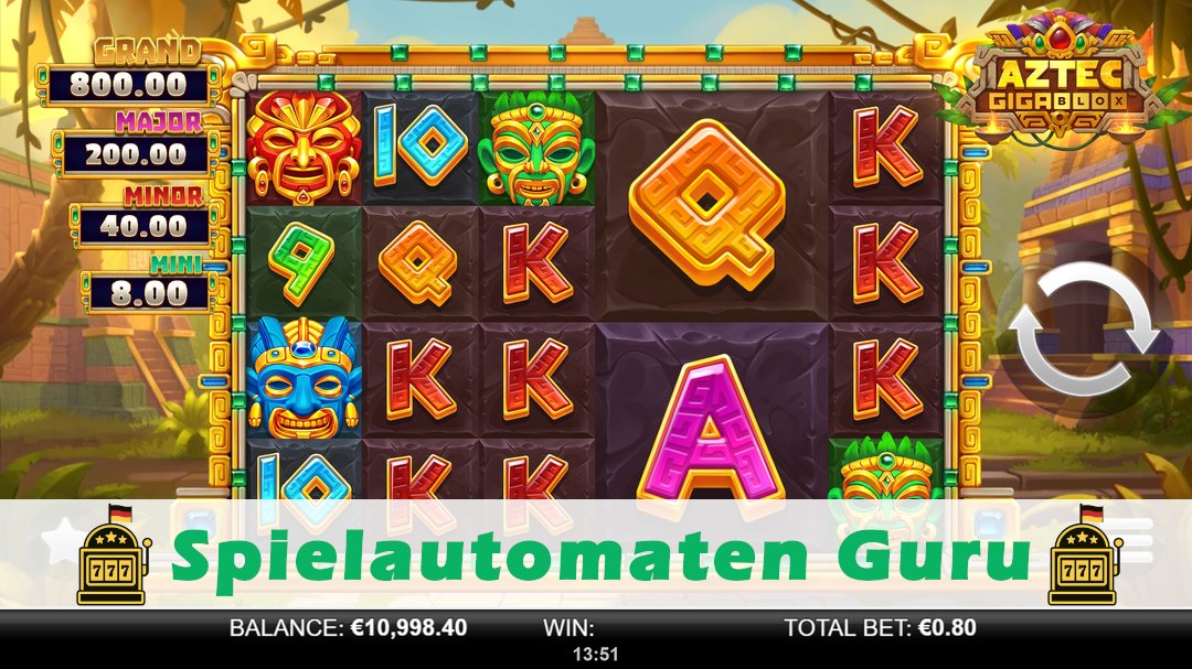 Screenshot der Demo-Version des Spiels Aztec GigaBlox Demo des Spielautomaten Aztec GigaBlox
