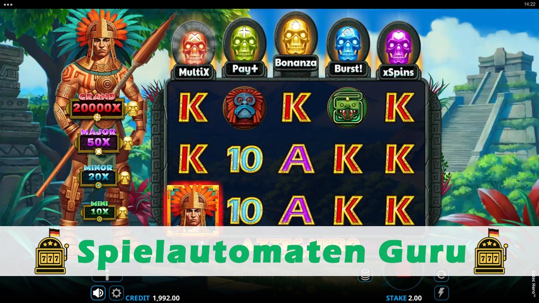 Screenshot der Demo-Version des Spiels Aztec Hero Demo des Spielautomaten Aztec Hero