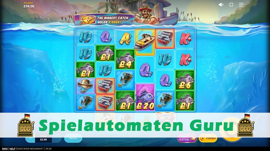 Screenshot der Demo-Version des Spiels Bass Boss Megaways Demo des Spielautomaten Bass Boss Megaways