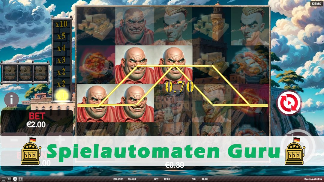 Screenshot der Demo-Version des Spiels Beating Alcatraz Demo des Spielautomaten Beating Alcatraz