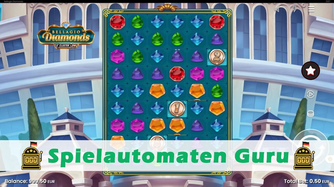 Screenshot der Demo-Version des Spiels Bellagio Diamonds Demo des Spielautomaten Bellagio Diamonds