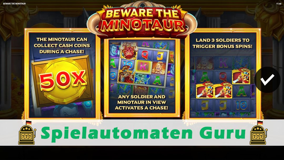 Demo des Spielautomaten Beware the Minotaur